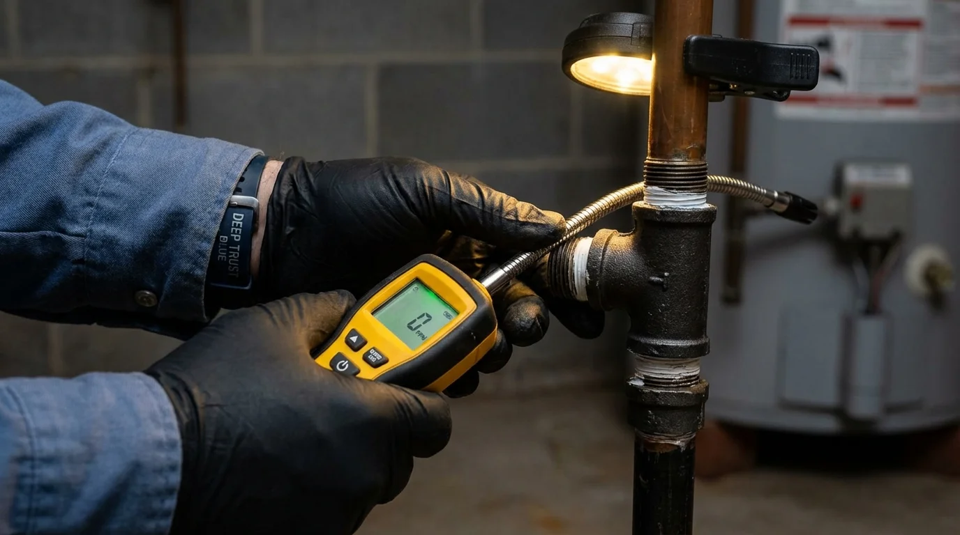 Gas leak detection with electronic sniffer by Johns Plumbing LLC in Refugio